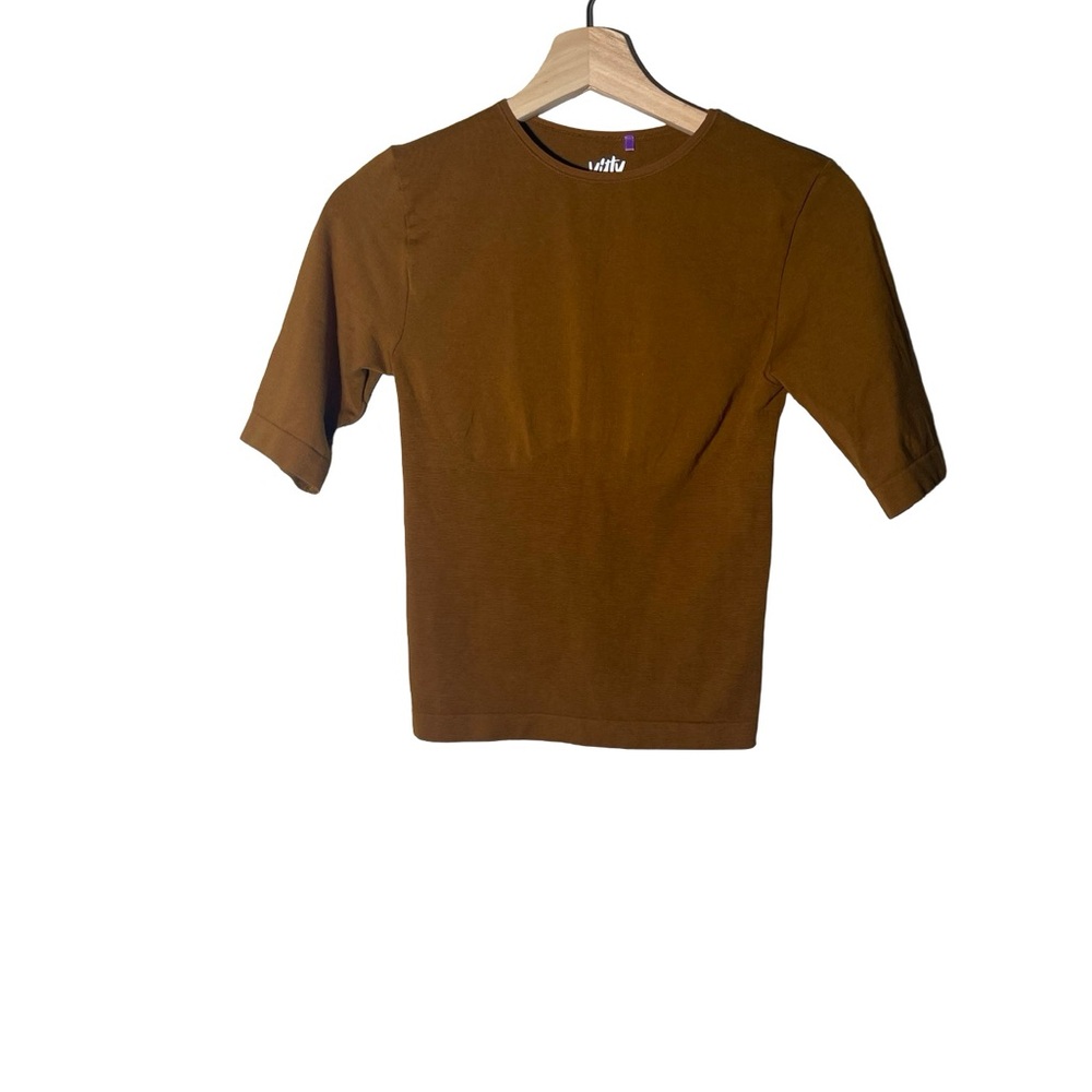 Yitty By Lizzo Shapeware Shirt Womens Medium Shaping Crop Top‎ 3/4 Sleeve